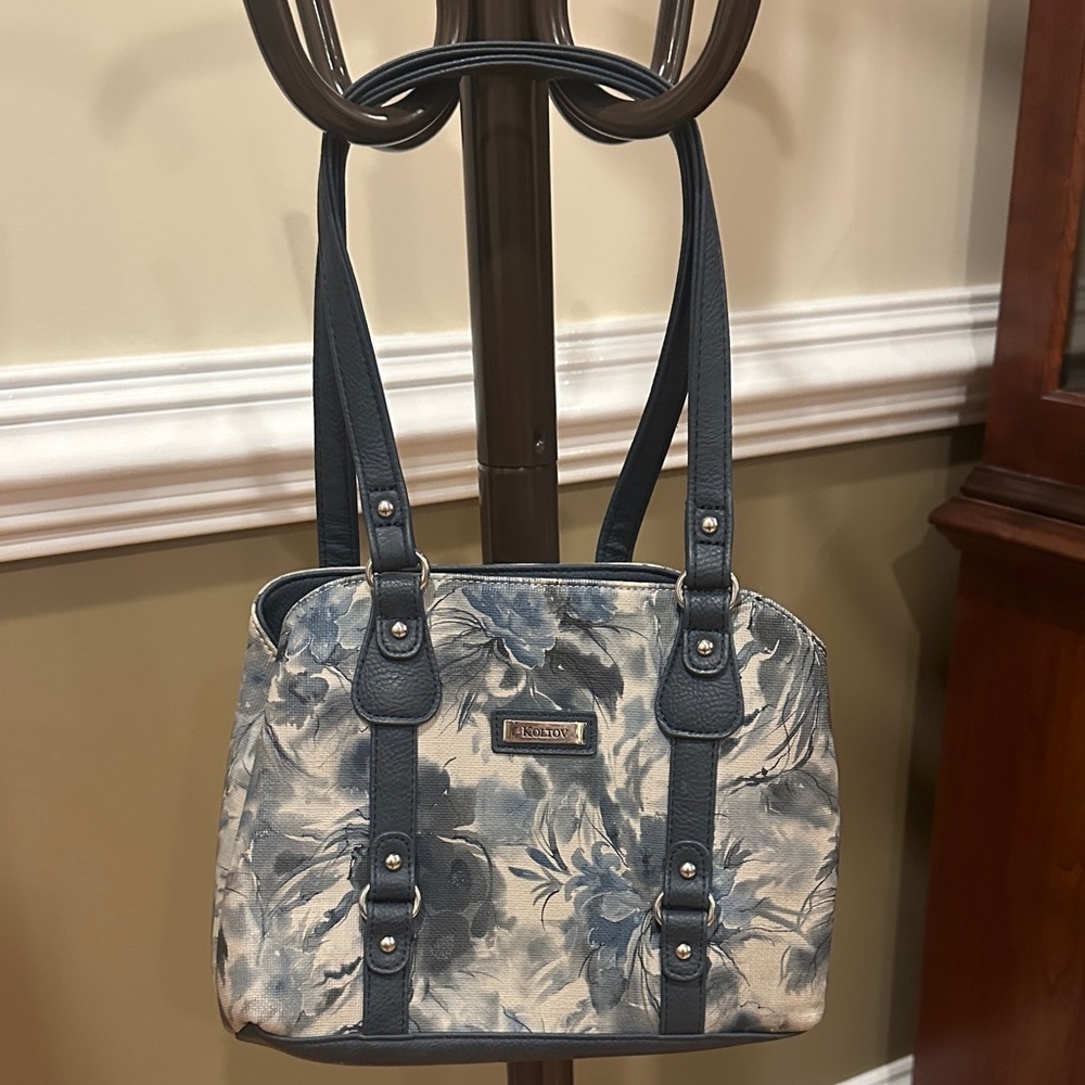 Floral Shoulder Bag in Blue by KOLTOV.